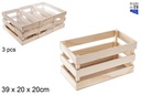 Large rectangular wooden box with slats 39x20x20 cm