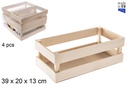 Medium rectangular wooden box with slats 39x20x13 cm