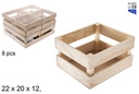 Small rectangular wooden box with slats 22x20x12,5 cm