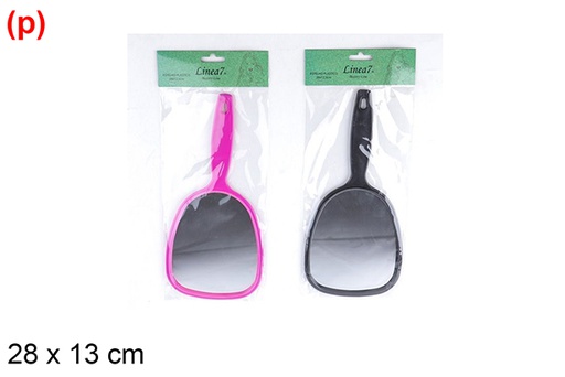 [121302] Rectangular mirror with handle in assorted colors 28x13 cm