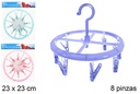 Round rotating clothesline assorted color 8 clips