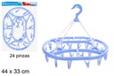 Varal plástico oval com 24 clipes