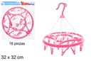 Round rotating clothesline assorted color 18 clips