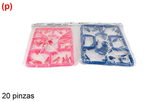 [121307] Stendibiancheria rettangolare in plastica con 20 clip