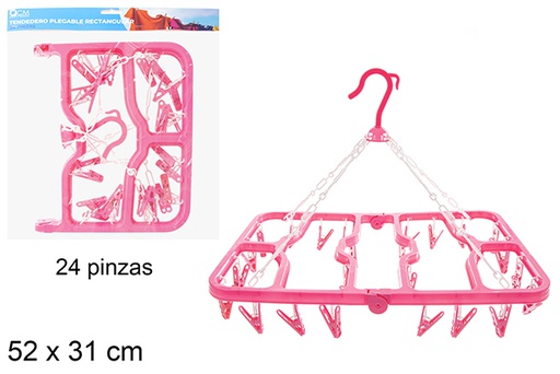 [121308] Tendedero plegable plástico rectangular 24 pinzas