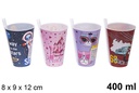 Vaso plástico con pajita decorado 400 ml