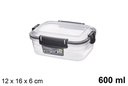 Fiambrera plástico hermética rectangular 600 ml