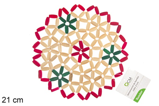 [121347] Dessous de plat en bambou coloré 21 cm