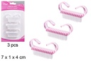 Pack 3 pincéis de unhas de plástico coloridos