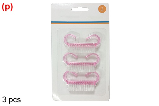 [121348] Pack 3 cepillos uñas plástico color
