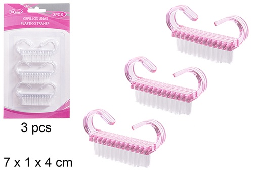 [121348] Pack 3 colored plastic nail brushes