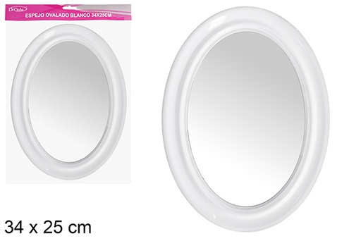 [121351] White oval mirror 34x25 cm