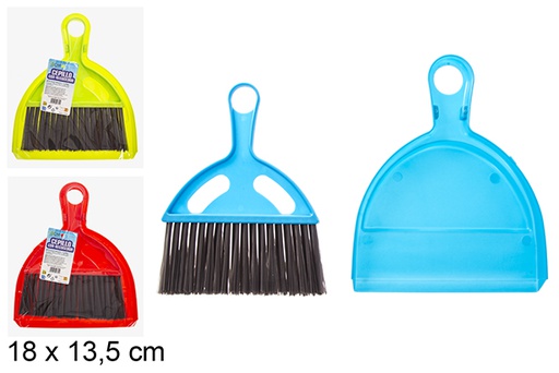 [121354] Dustpan with brush assorted color 18x13,5 cm