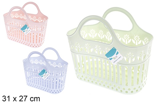 [121359] Plastic basket assorted colors 31x27 cm