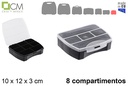 Caja plástico organizadora 8 compartimentos negra