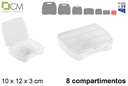 Caja plástico organizadora 8 compartimentos transparente