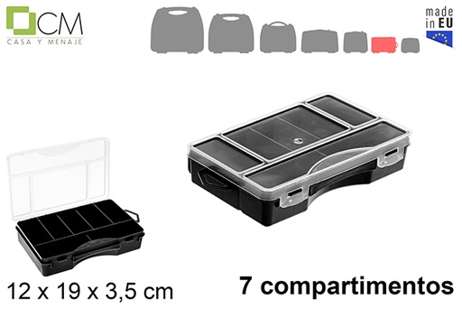 [121390] Caja plastico organizadora 7 compartimentos negra