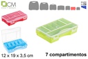 Caja plástico organizadora 7 compartimentos colores surtidos