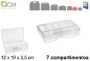 Caja plástico organizadora 7 compartimentos transparente