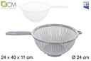 Escurreverduras plástico con mango blanco/gris 24 cm