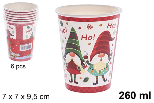[121484] Pack 6 vasos papel decorado Navidad 260 ml