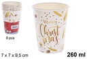 Pack 6 vasos papel decorado Navidad 260 ml