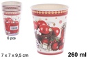 Pack 6 vasos papel decorado Navidad 260 ml