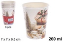 Pack 6 vasos papel decorados Navidad 260 ml
