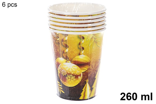 [121492] Pack 6 vasos papel decorados Navidad 260 ml