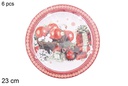 Pack 6 platos papel decorados Navidad 23 cm
