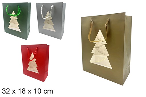 [121527] Sacolinha colorida decorada com árvore de Natal 32x18 cm