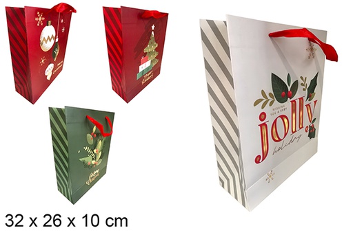 [121539] Sacola de presente de Natal decorada sortida 32x26 cm