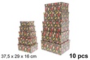 Pack 10 cajas cartón Navidad decorada 37,5x29 cm