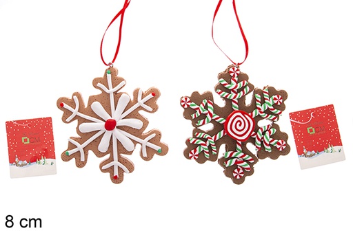 [121675] Pendentif flocon de neige assorti 8 cm