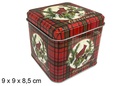 Caja metal cuadrada decorada Navidad 9 cm