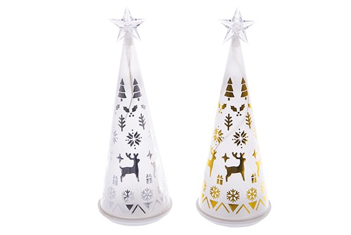 [121773] Lámpara cono mate Navidad decorada surtida con luz LED