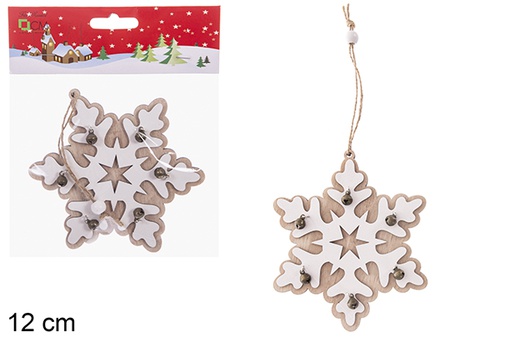 [121779] Pendente de madeira floco de neve sortido 12 cm