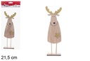 Figurine en bois de renne de Noël 21,5 cm