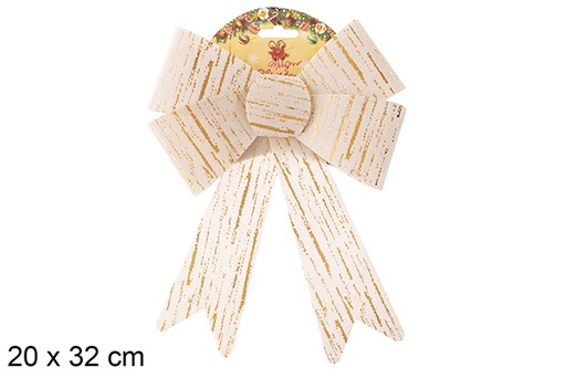 [121865] White and gold Christmas bow 20x32 cm