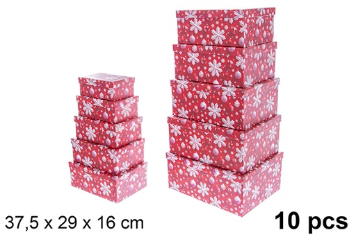 [122004] Pack 10 decorated Christmas cardboard boxes 37,5x29 cm