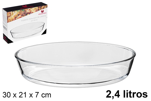 [122381] Fontaine ovale en verre 2,4 litre