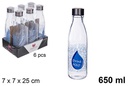 Botella agua cristal transparente decorada Drink H2O 650 ml