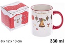Mug de Noël en céramique décoré de cloche 300 ml