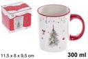 Mug de Noël en céramique décoré d'arbre 300 ml