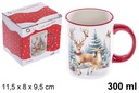 Mug de Noël en céramique décoré de cerf 300 ml