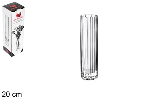 [122465] Vase en verre relief lion 20 cm