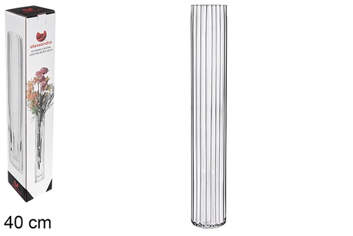 [122467] Vaso de vidro com relevo de leão 40 cm