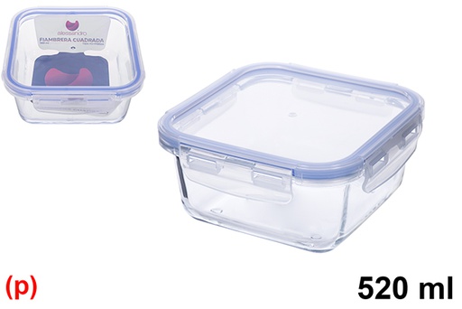 [122473] Portapranzo quadrato in vetro con coperchio ermetico 520 ml