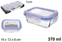 Fiambrera cristal rectangular tapa hermética 370 ml