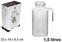 Pichet pour eau en verre avec couvercle 1,5 litres